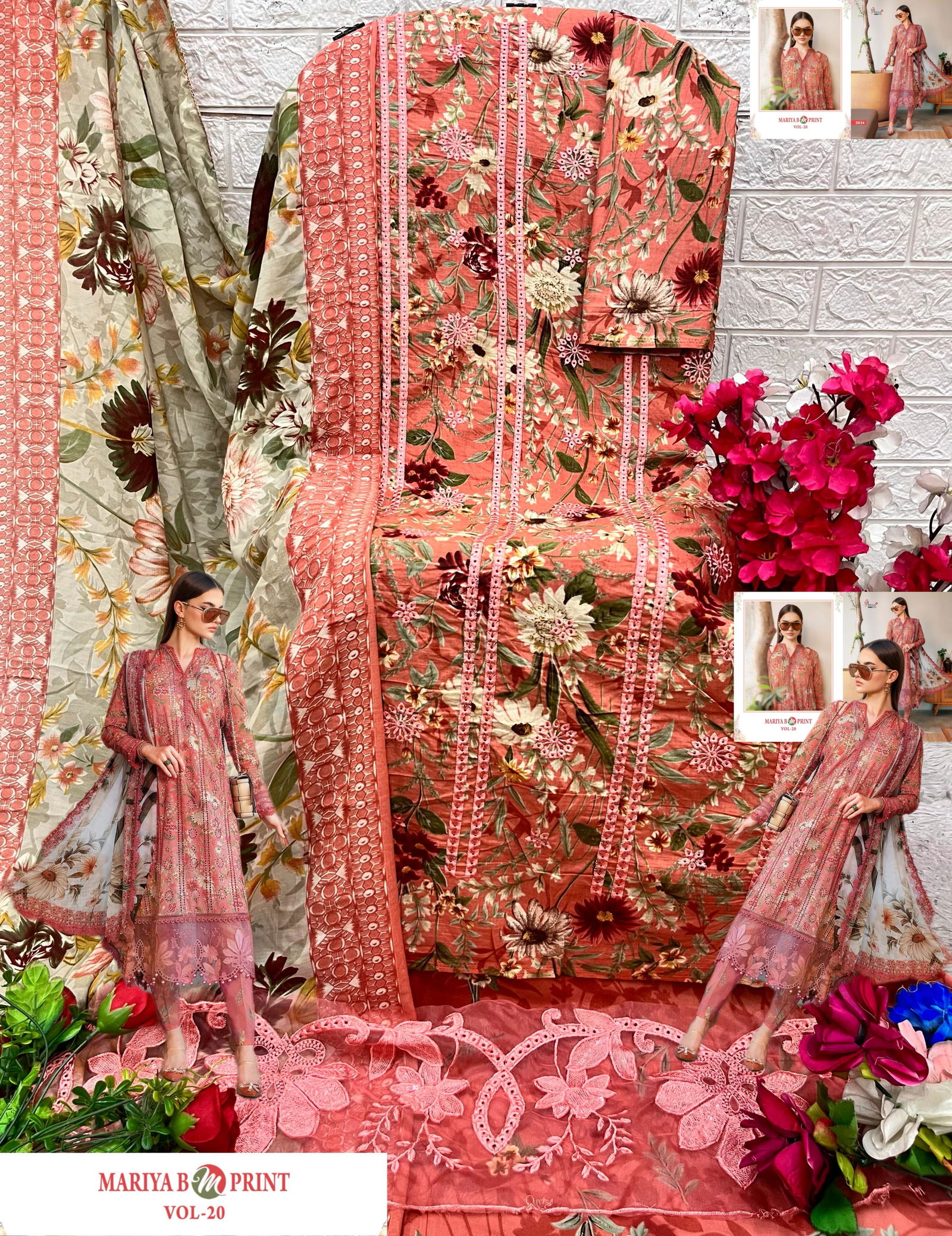 Mariya B M Print Vol 20 By Shree Embroidery Cotton Pakistani Suits Online Wholesale
